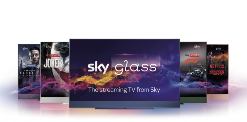 The front view of the Sky Glass TV.
