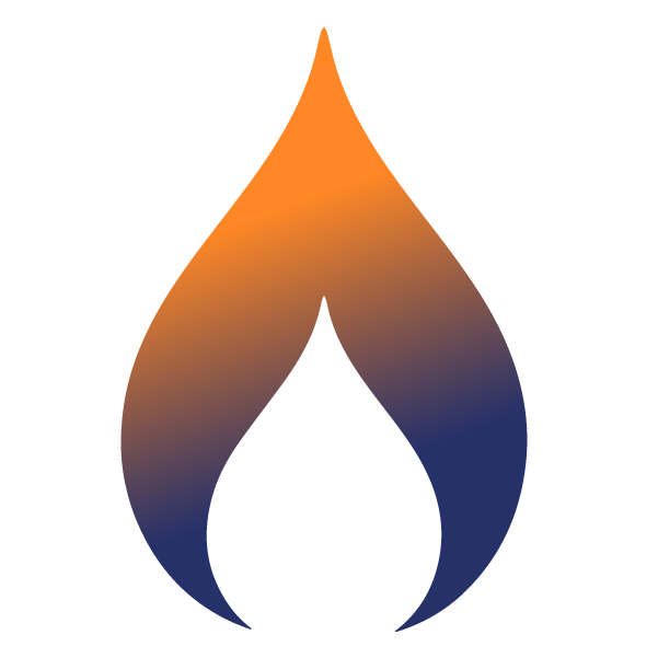 Icon of a gas flame in orange and blue