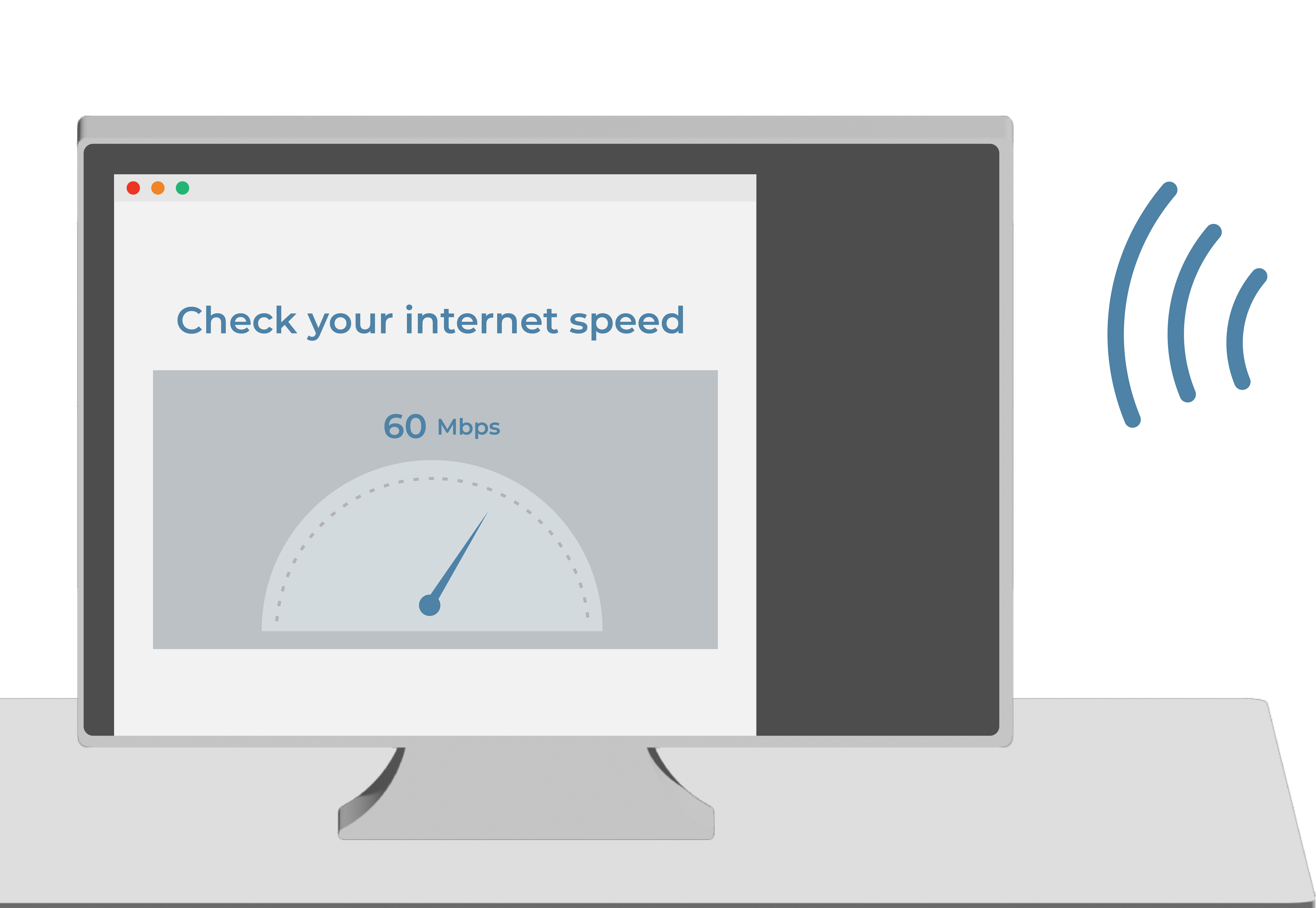 Tutorial illustration of how to check your broadband internet speed
