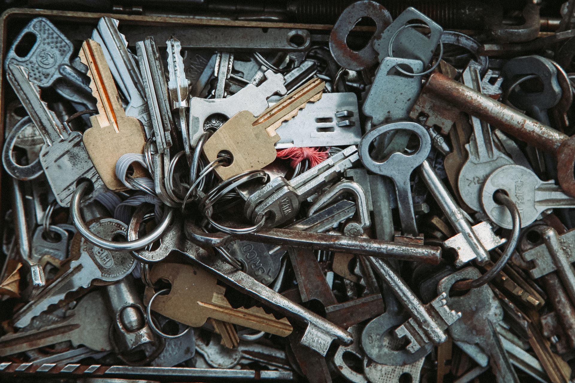 A drawer full of house keys