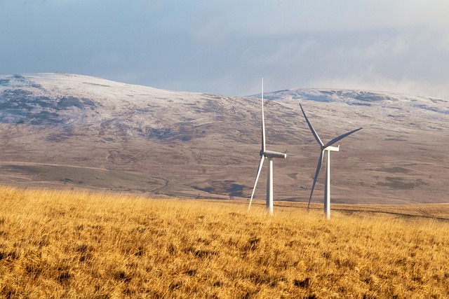 Wind turbines on a mountain side